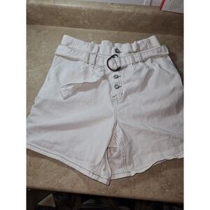 Free People Cindy Utility Shorts SZ 8 With‎ Belt White MINT Paper Bag Waist